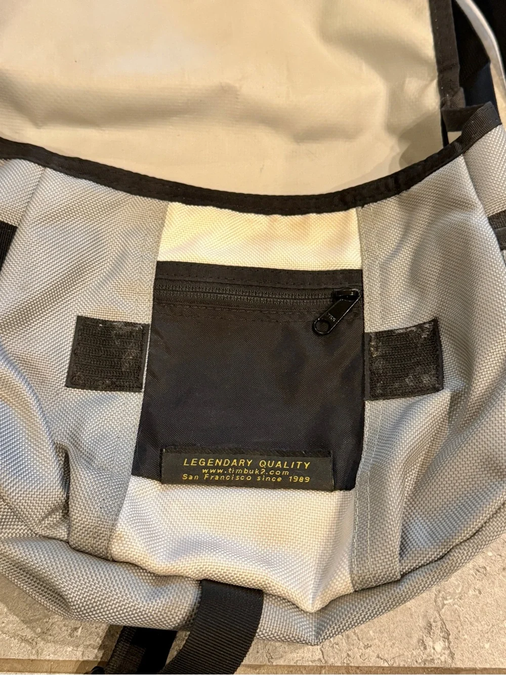 Timbuk2 Small Messenger Bag Gray White Crossbody Organizer